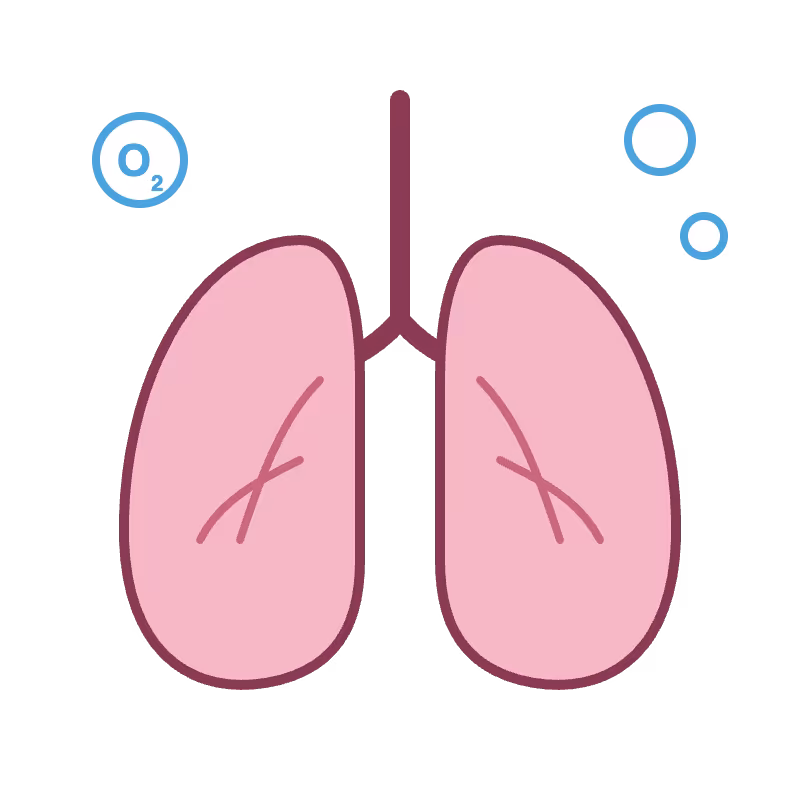 Ilustración de pulmones y oxígeno
